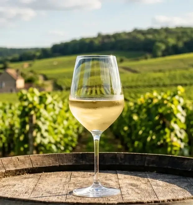 Egy pohár fehér illatos cuve a Mátra aljai, T.bor Pincétől.