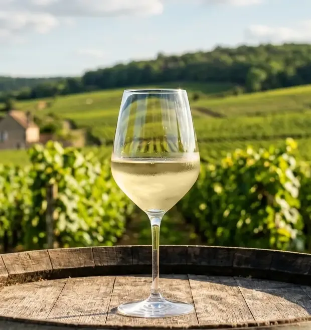 Egy pohar feher sauvignon blanc a Matra aljai, T.bor Pincetol.